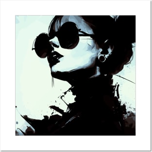 Victorian woman in sunglasses portrait Posters and Art